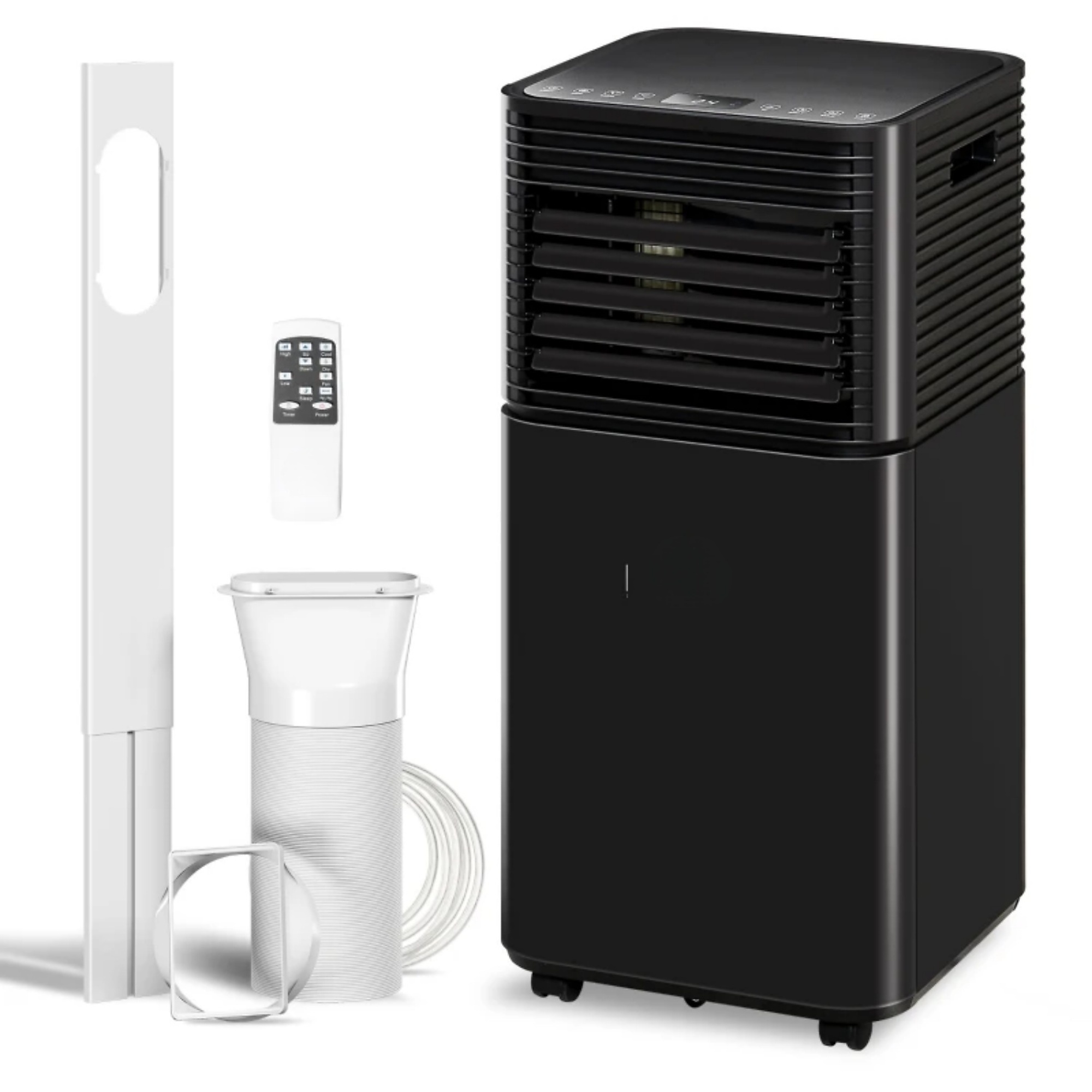 EdenDirect 8000 BTU 4?in?1 Portable Air Conditioner, Touch Control, Remote Control, Child Lock, Washable Filter, 360° Swivel Casters & Side Handle, Black